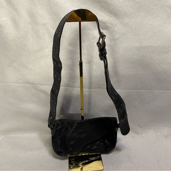 Free People Wade Leather Sling Black Crossbody Festival Bag - Picture 7 of 12